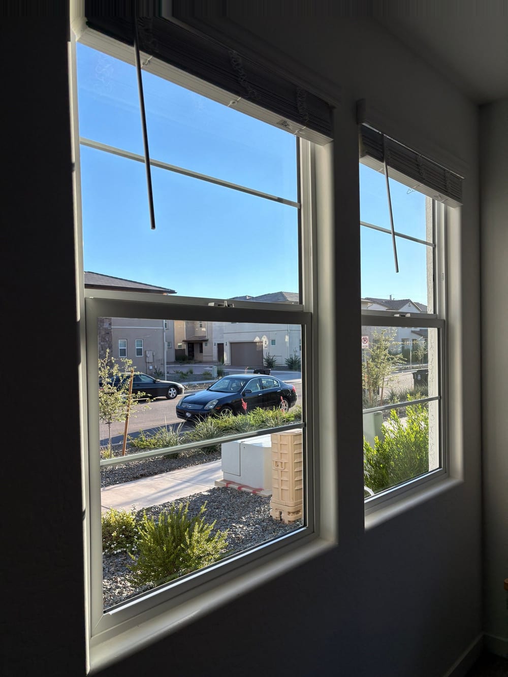 The window after cleaning, clear to the street and sky, East Valley, AZ